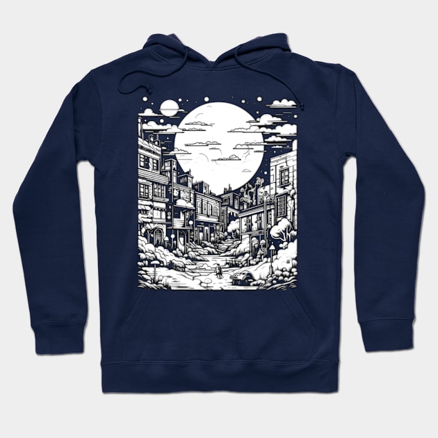 Abandoned CityScape At Night Hoodie by vystudio